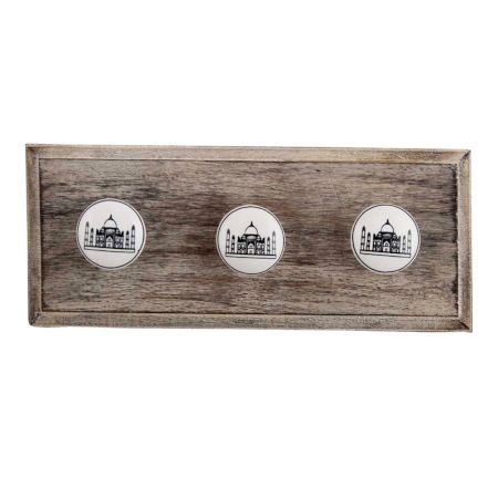 Tajmahal Flat Ceramic Wooden Hooks